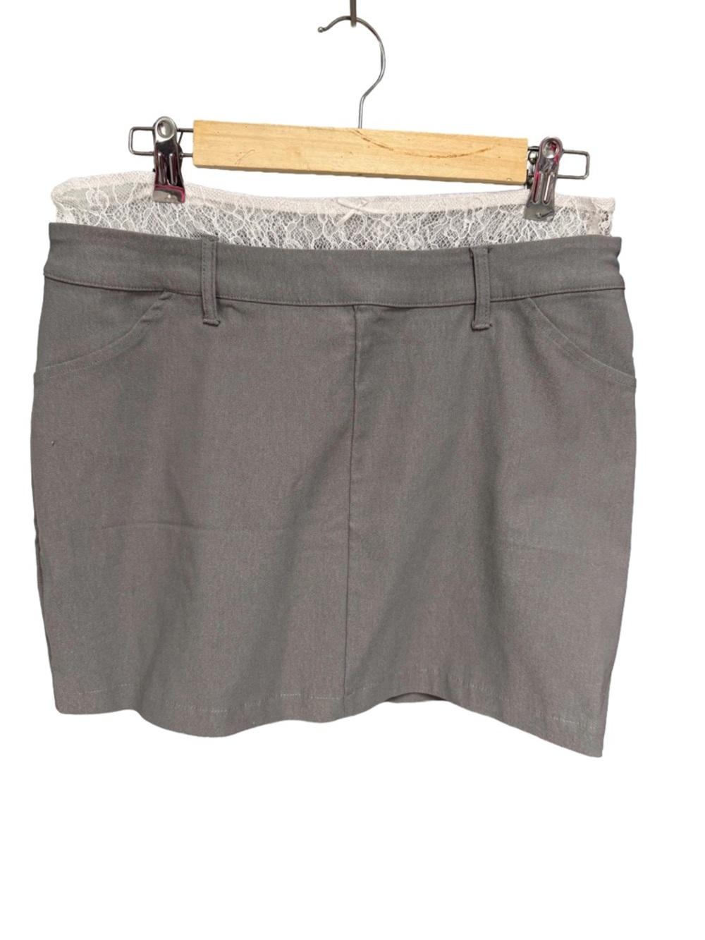 Wild Fable Women's Medium Gray Mini Skirt with Lace Waistband Detail